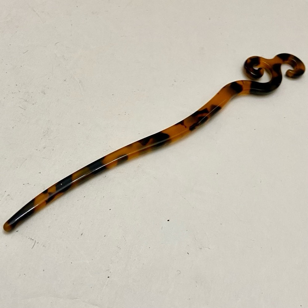 Vintage, Brown-Black Tortoise Lucite Hair Pin Accessory 7in x 1in