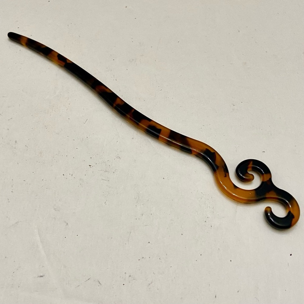 Vintage, Brown-Black Tortoise Lucite Hair Pin Accessory 7in x 1in