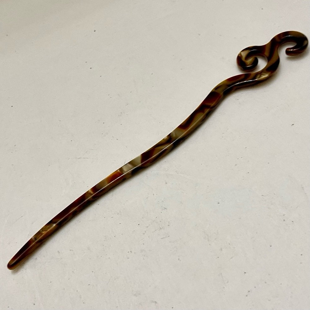 Vintage, Brown- Marble Lucite Hair Accent Stick -Pin or Accessory