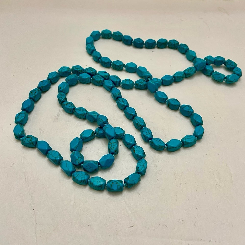 Vintage, 48in Long Turquoise Beaded Necklace