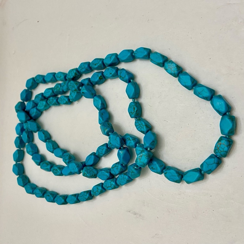Vintage, 48in Long Turquoise Beaded Necklace