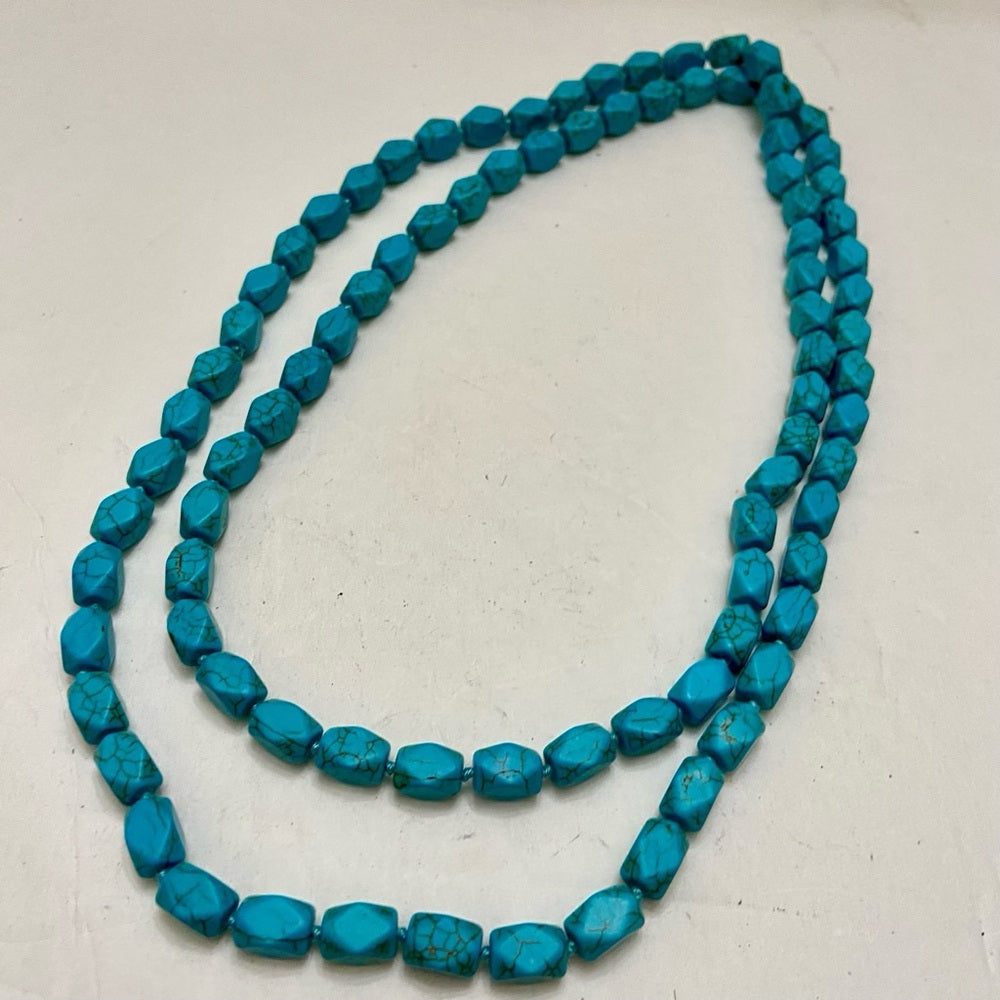 Vintage, 48in Long Turquoise Beaded Necklace