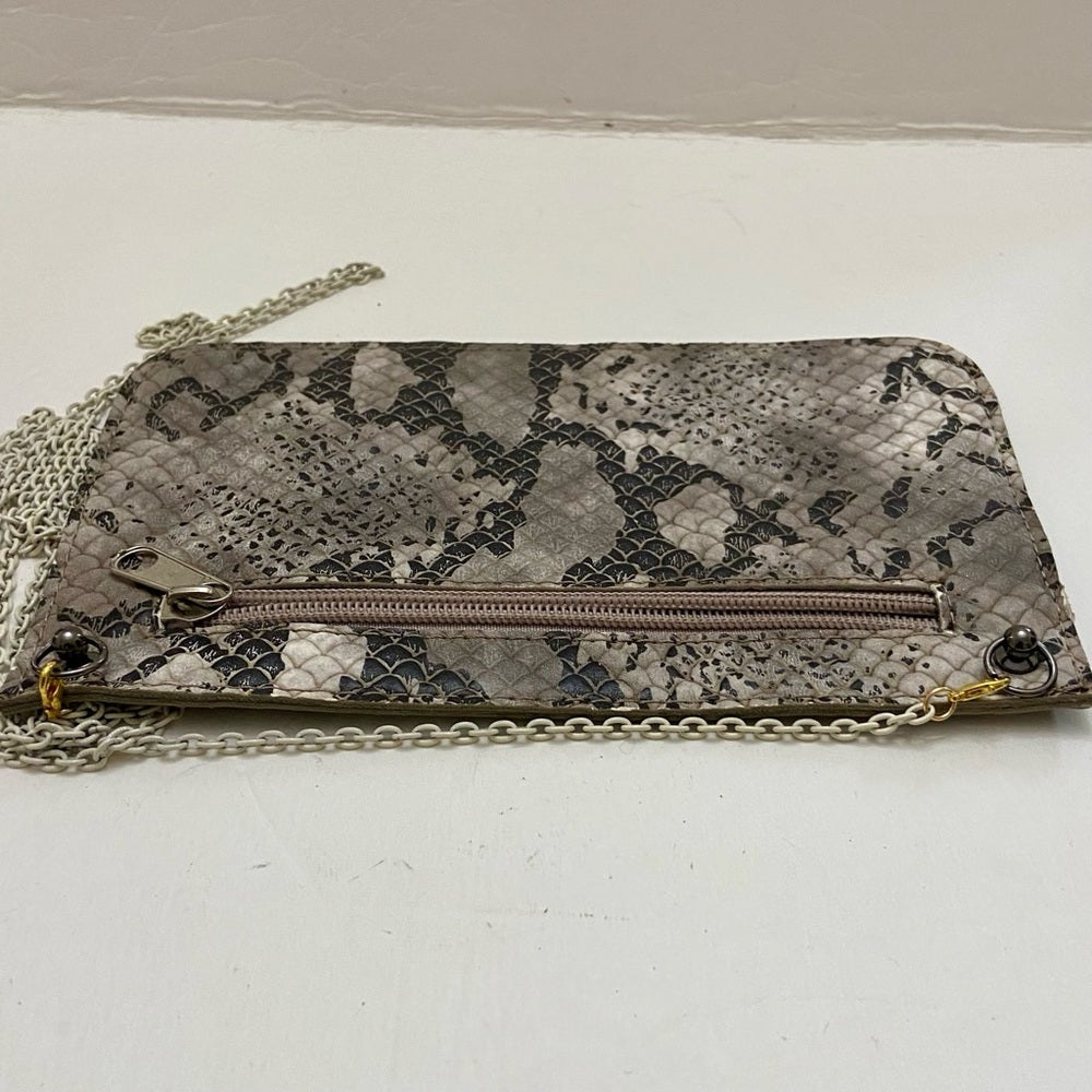 Vintage Black, Gray and White Faux Snakeskin Leather-Crossbody Bag