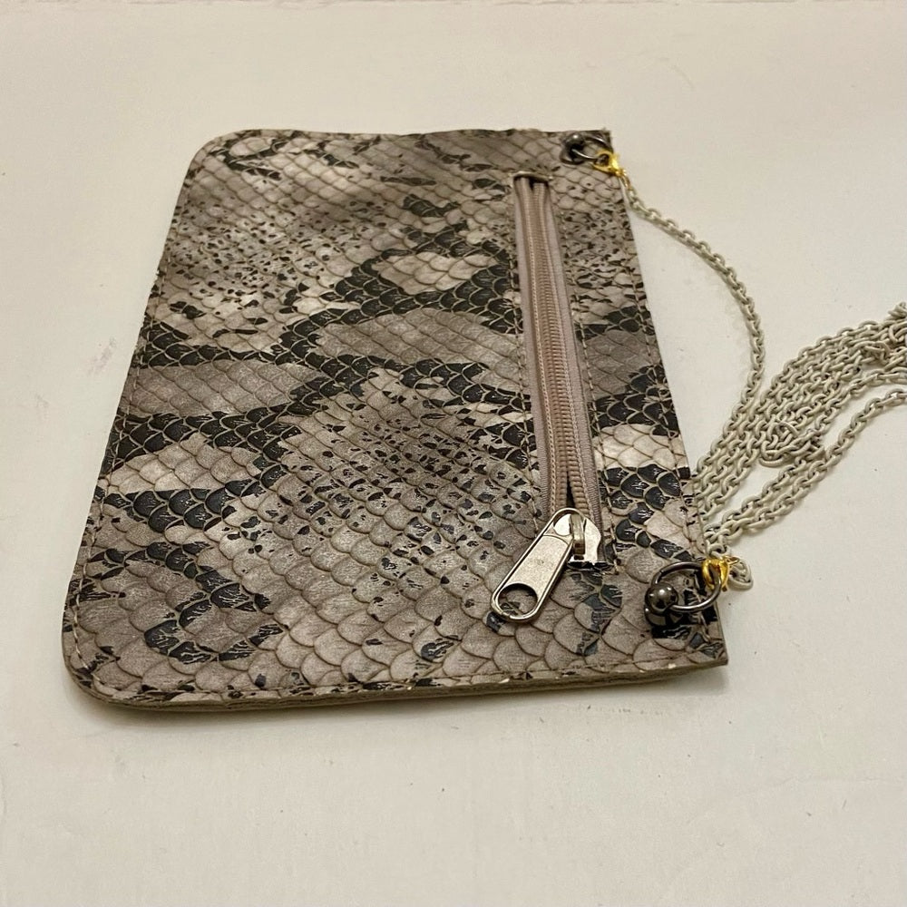 Vintage Black, Gray and White Faux Snakeskin Leather-Crossbody Bag