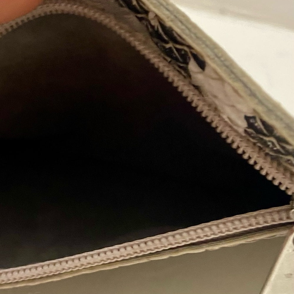 Vintage Black, Gray and White Faux Snakeskin Leather-Crossbody Bag