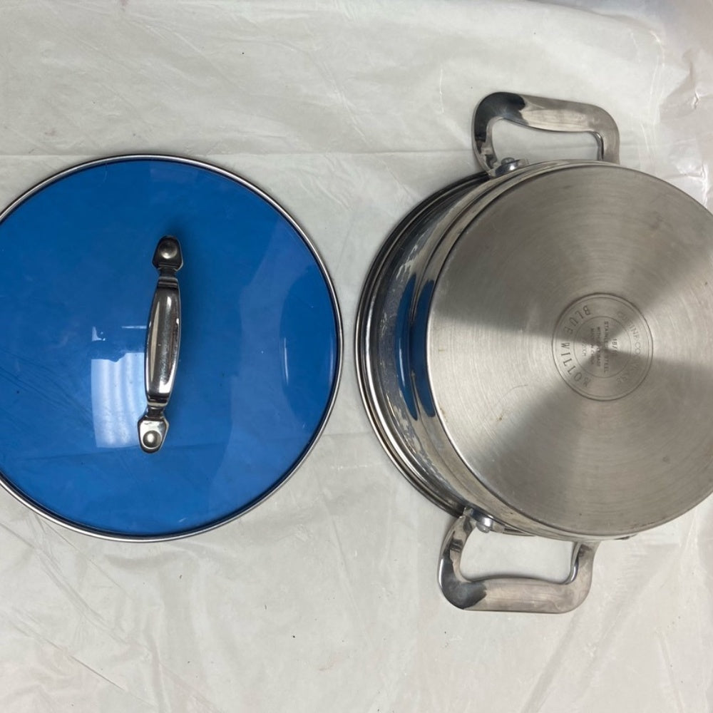 Blue Willow, Stainless Steel Medium-Dutch Oven w/ Lid 12in L x 8.5in D x 6in H