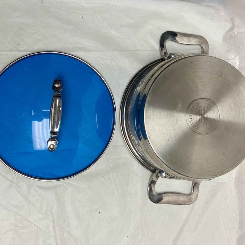 Blue Willow, Stainless Steel Medium-Dutch Oven w/ Lid 12in L x 8.5in D x 6in H
