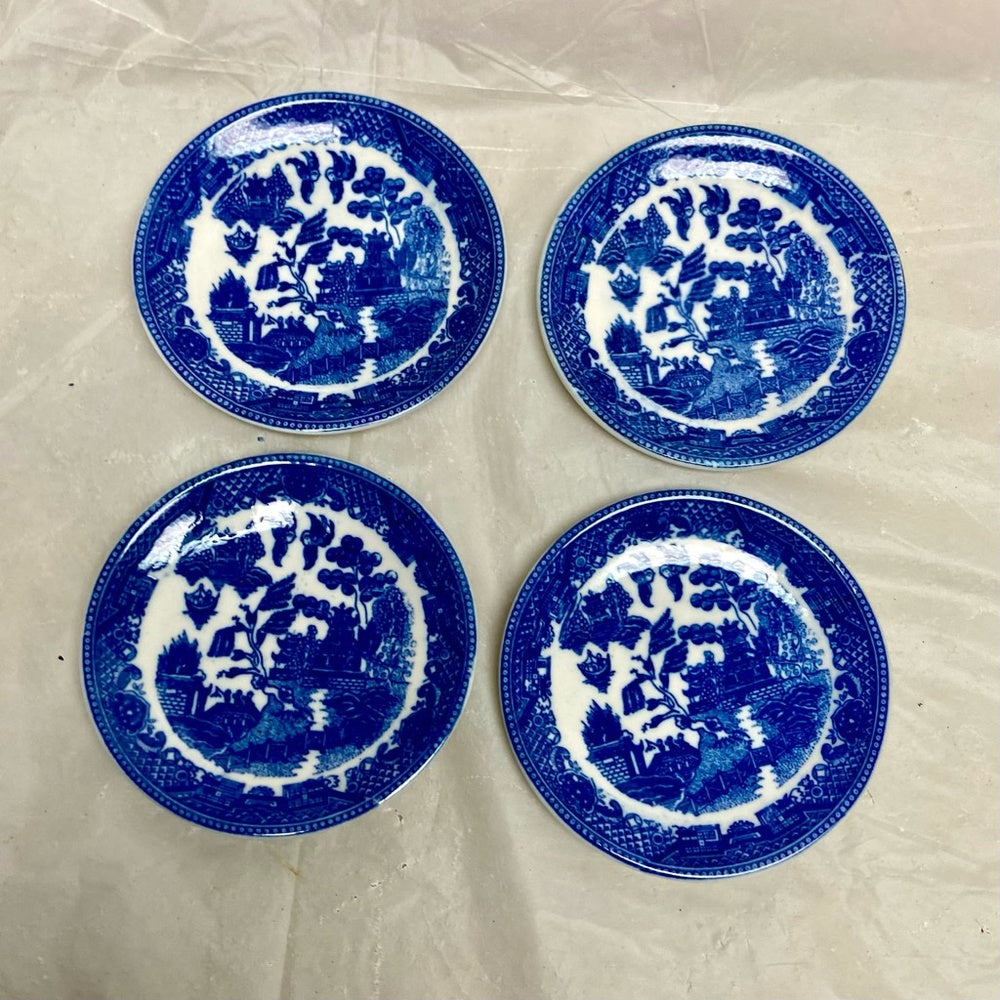 Vintage, Blue Willow, Rare, 13pc Child’s Tea Set with Basket