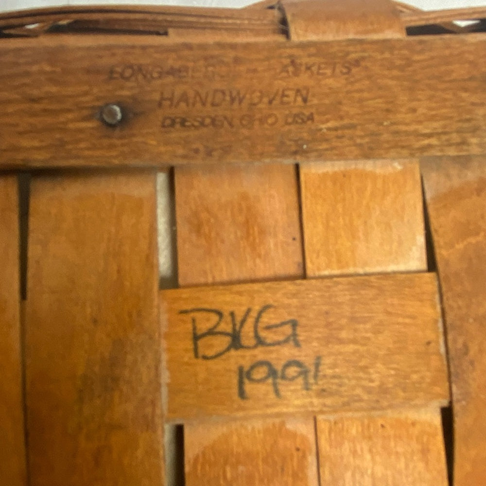 Vintage, Blue Willow Longaberger 4in H x 7.5in Square Basket with 4in Handle