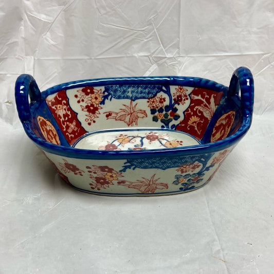 Stunning, Ironstone Twin Handled Bread Basket , Medium 7.5in x 5in x 3.5in T