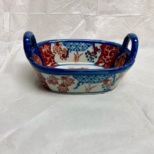 Stunning, Ironstone Twin Handled Bread Basket , Small 5.5in x 3.5in x 2.5in T
