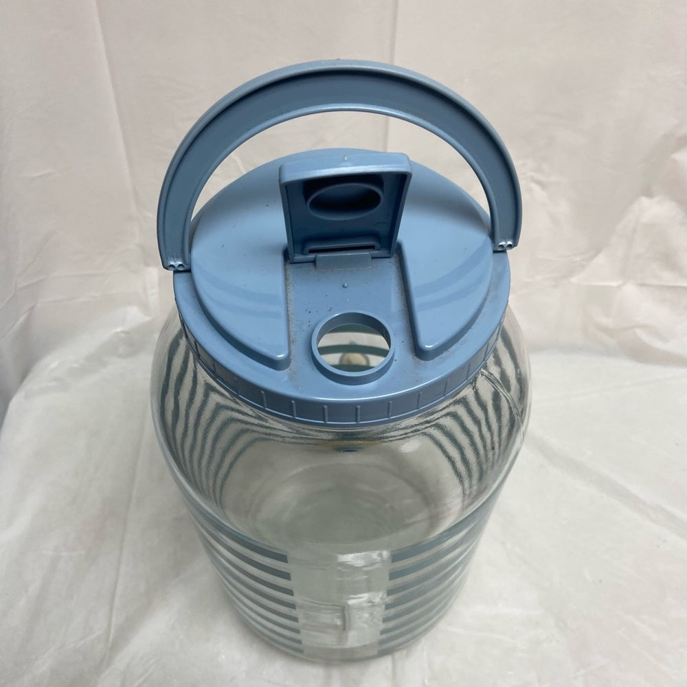 Vintage, Blue Glass Juice Jug- Dispenser. 10.5inH x 6in D