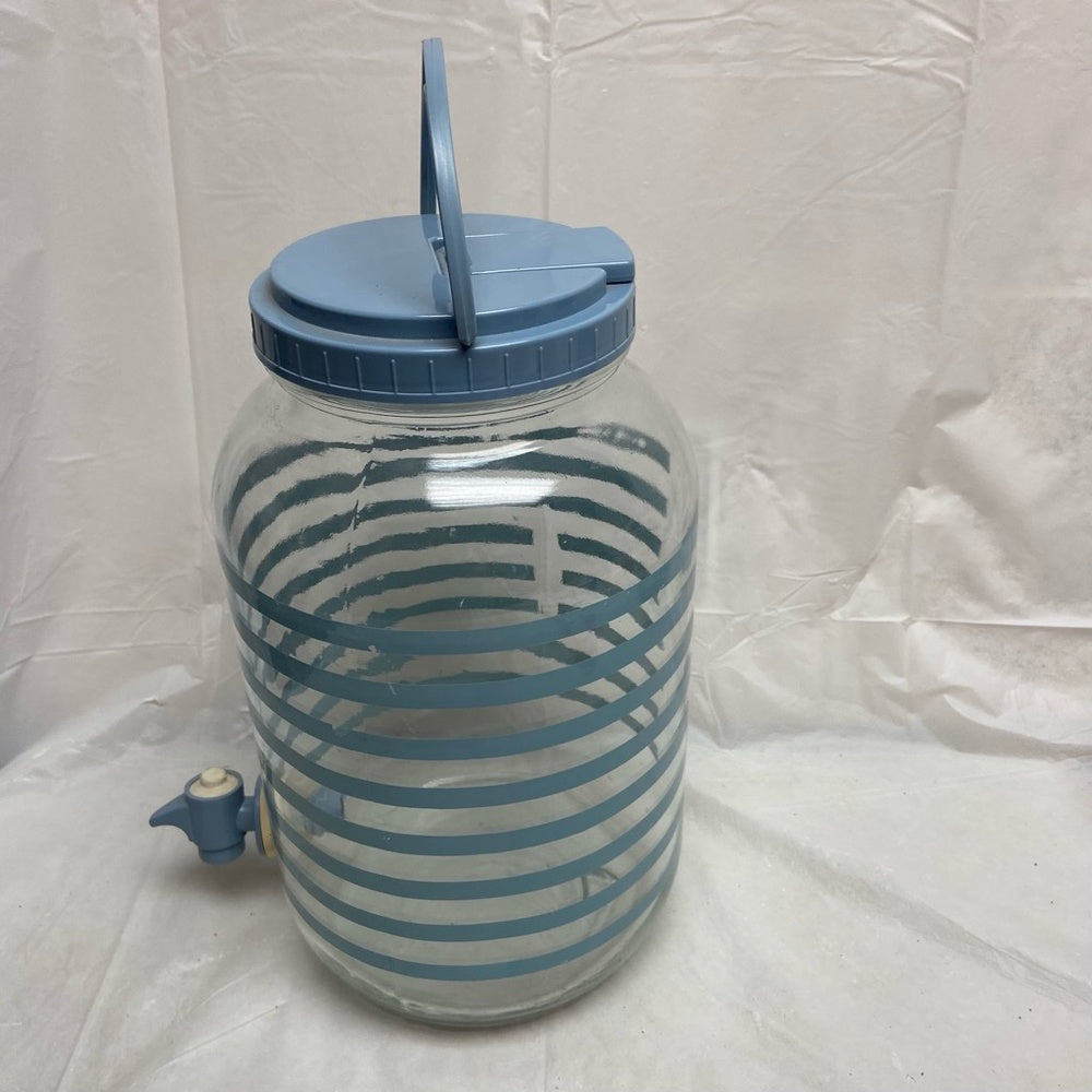 Vintage, Blue Glass Juice Jug- Dispenser. 10.5inH x 6in D