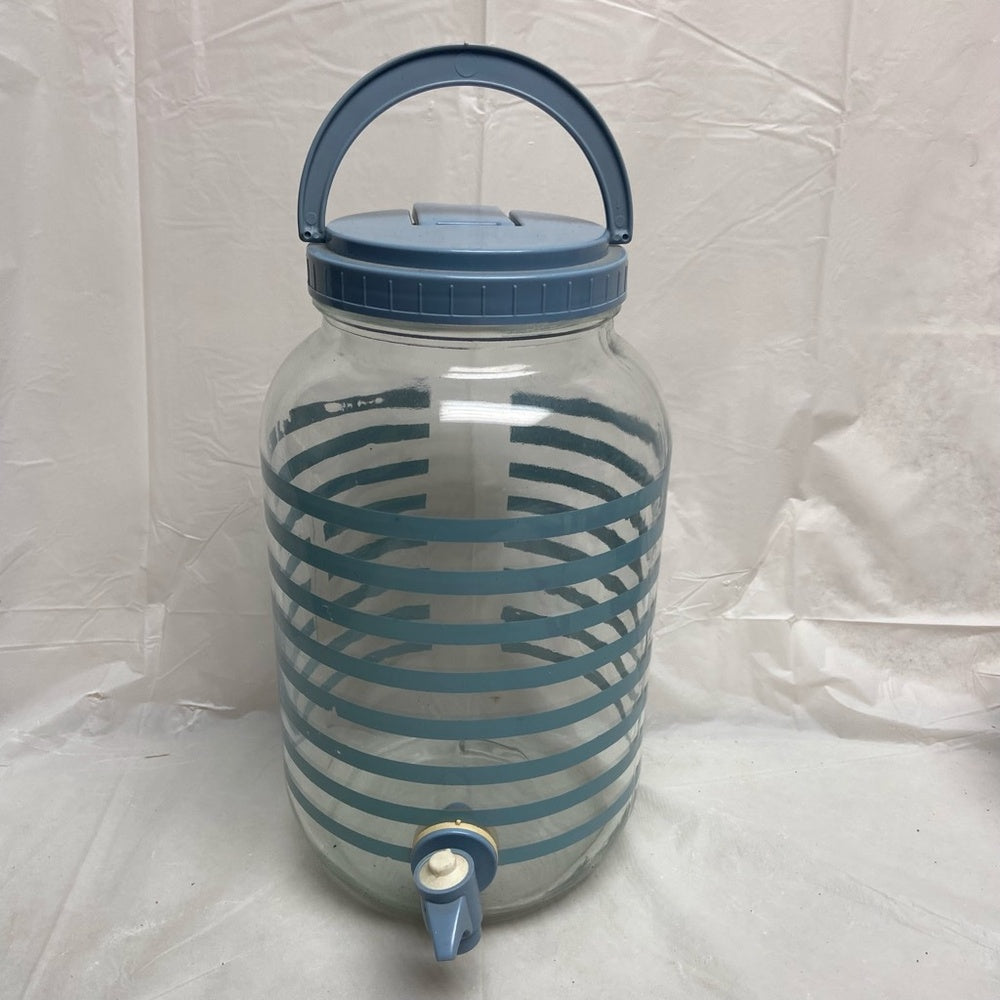 Vintage, Blue Glass Juice Jug- Dispenser. 10.5inH x 6in D