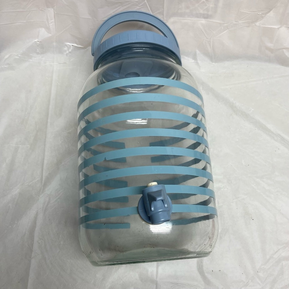 Vintage, Blue Glass Juice Jug- Dispenser. 10.5inH x 6in D