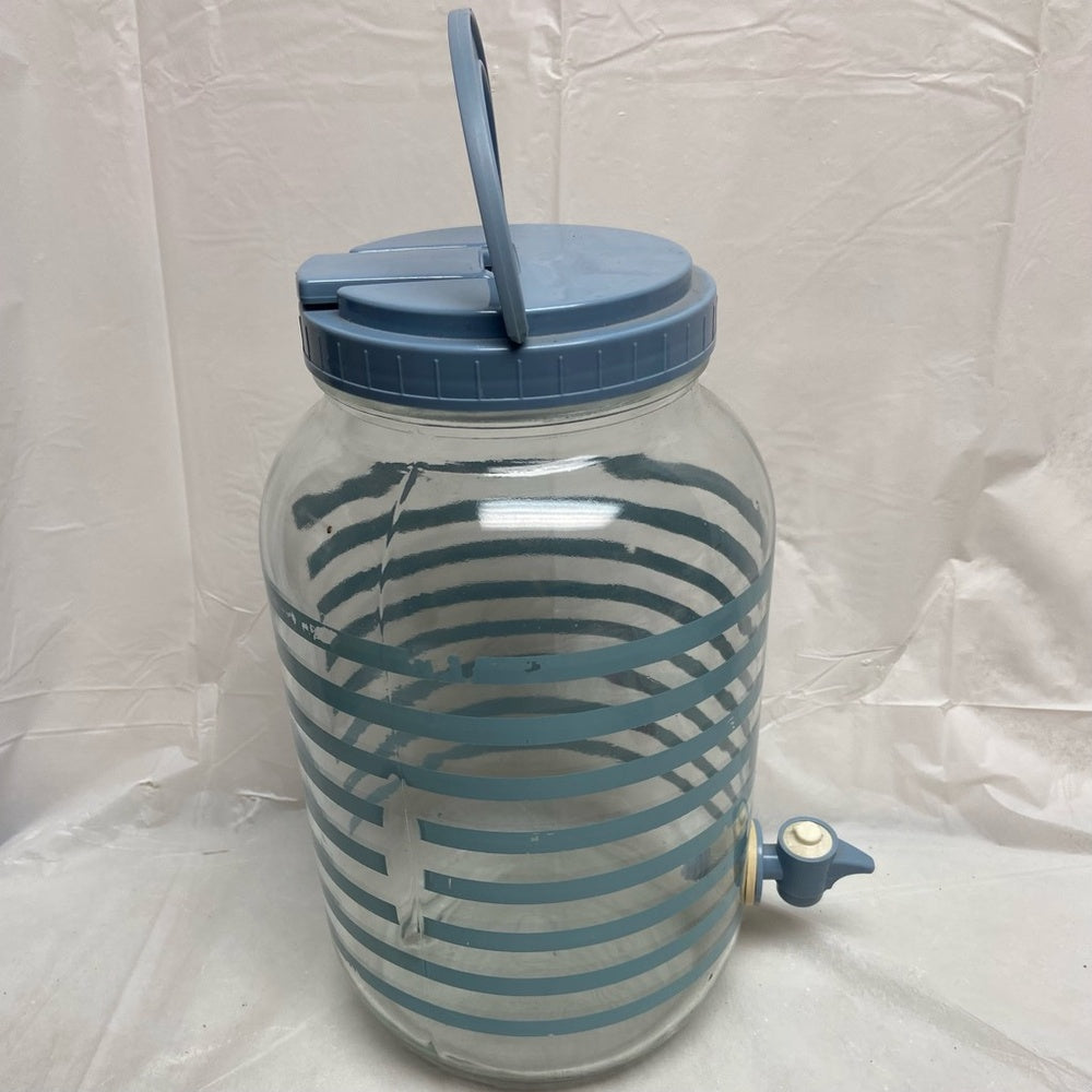 Vintage, Blue Glass Juice Jug- Dispenser. 10.5inH x 6in D
