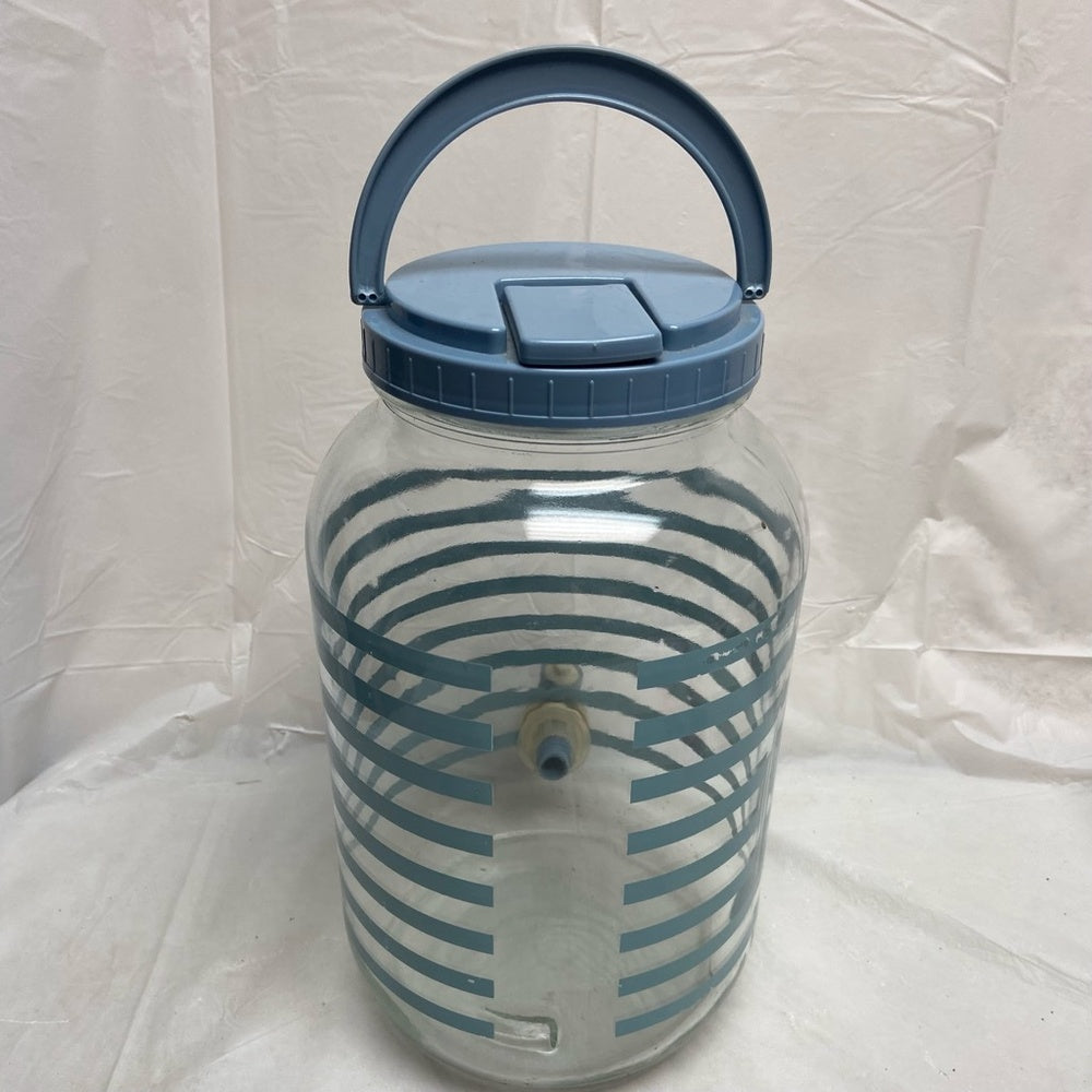 Vintage, Blue Glass Juice Jug- Dispenser. 10.5inH x 6in D