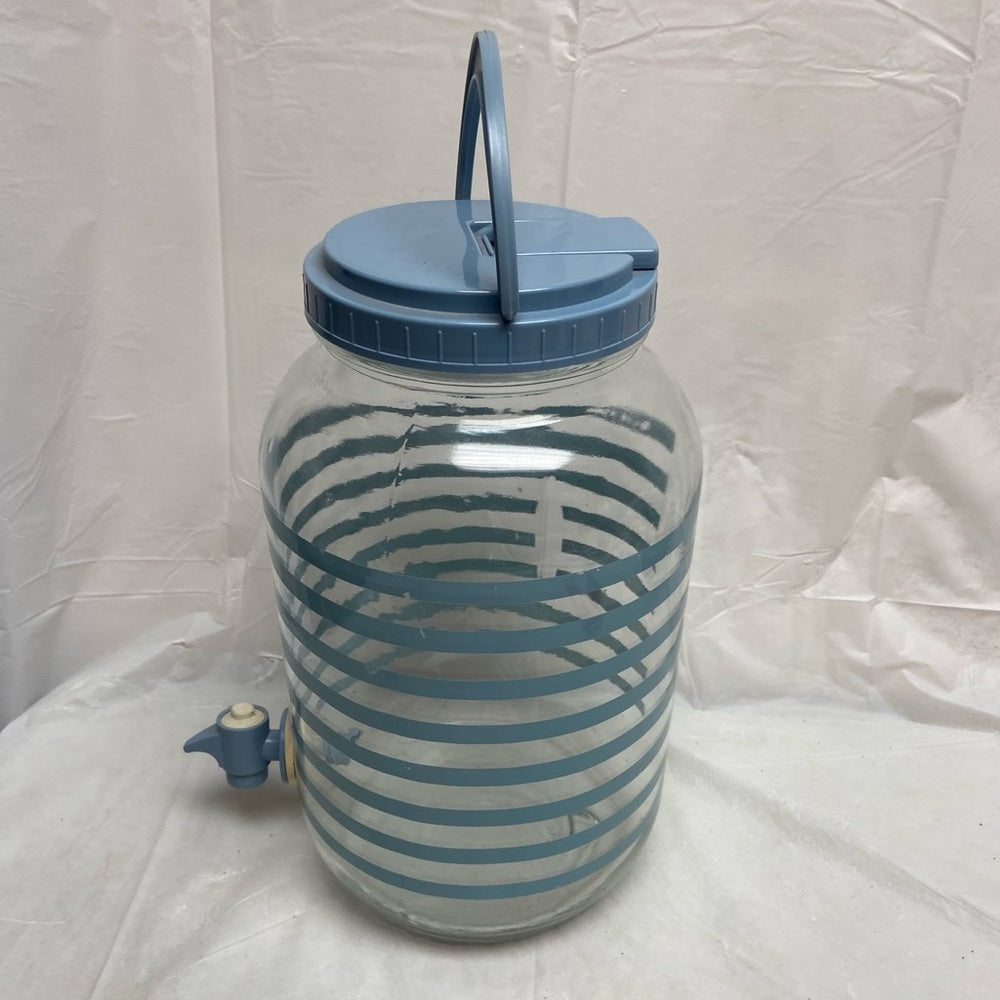 Vintage, Blue Glass Juice Jug- Dispenser. 10.5inH x 6in D