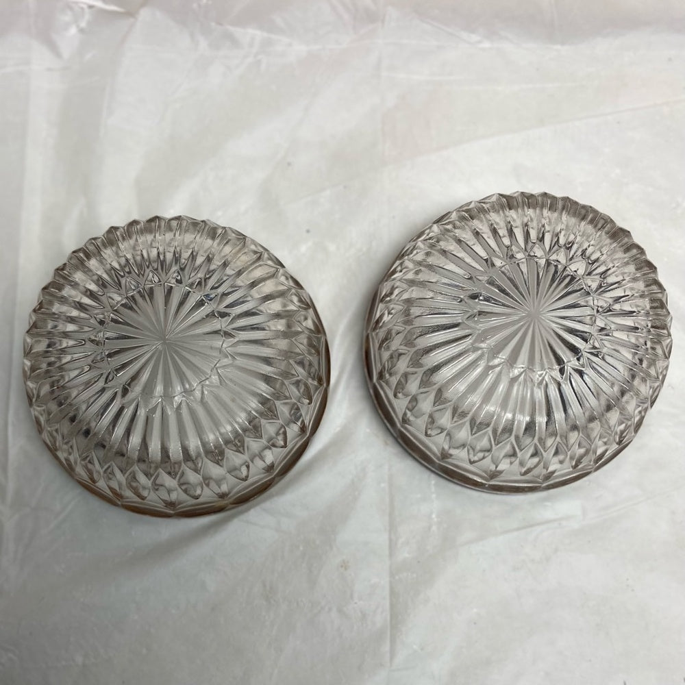 Vintage, 2-pc Elegant, Coin Dot Pressed Bowl with Silver Trim 2.5in H and 85in D