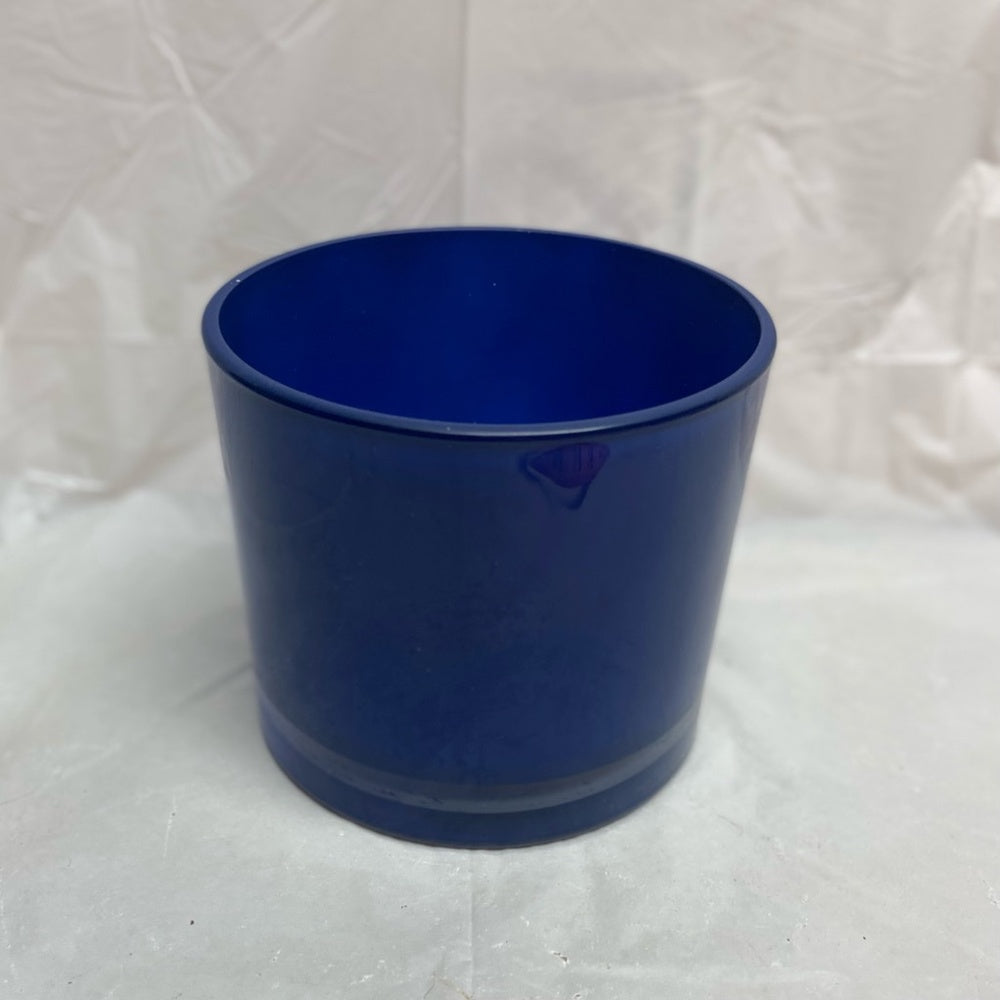 Vintage, Cobalt Blue Glass Candle ro Flower Vase or Planter  4.5in H x 5in D