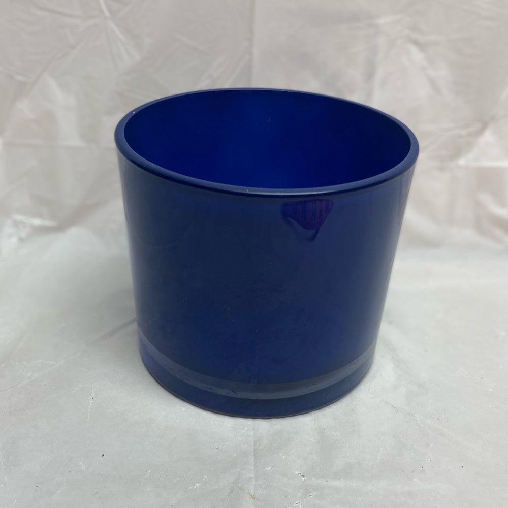 Vintage, Cobalt Blue Glass Candle ro Flower Vase or Planter  4.5in H x 5in D