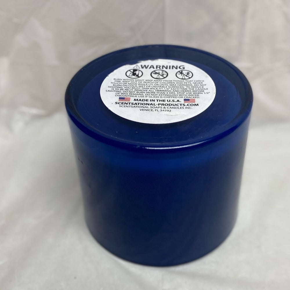 Vintage, Cobalt Blue Glass Candle ro Flower Vase or Planter  4.5in H x 5in D