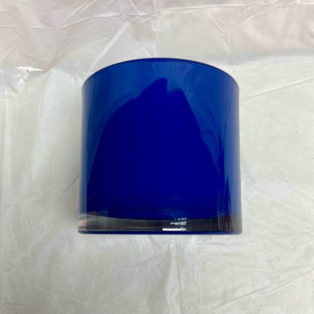 Vintage, Cobalt Blue Glass Candle ro Flower Vase or Planter  4.5in H x 5in D