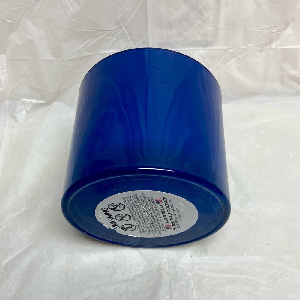 Vintage, Cobalt Blue Glass Candle ro Flower Vase or Planter  4.5in H x 5in D