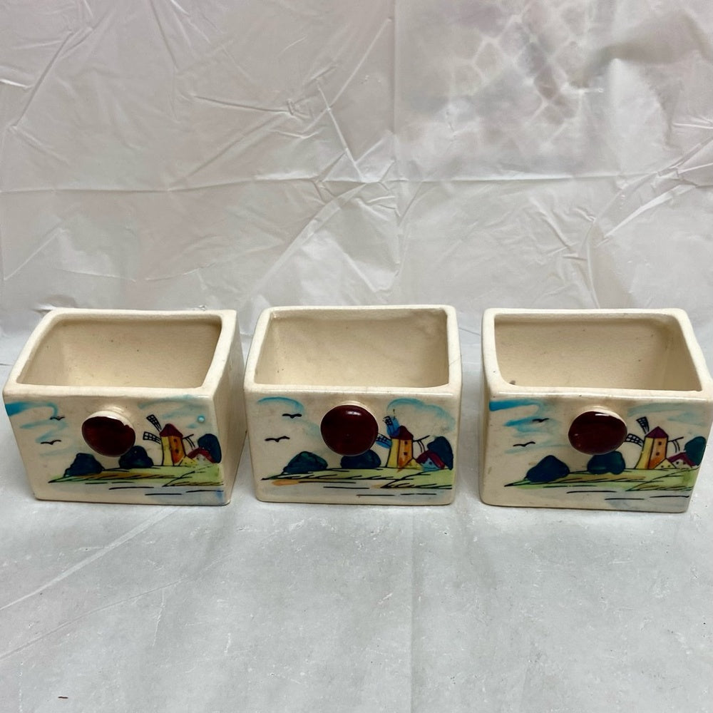 Vintage, Rare, Japan, 10-pc Holland-Windmill Shaker Set  with Wooden Rack