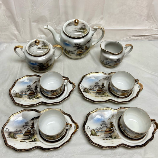 Vintage, Rare, Kutani, Japan 13-pc Luncheon-Tea Set (ZJ0524)  This is a beautifu