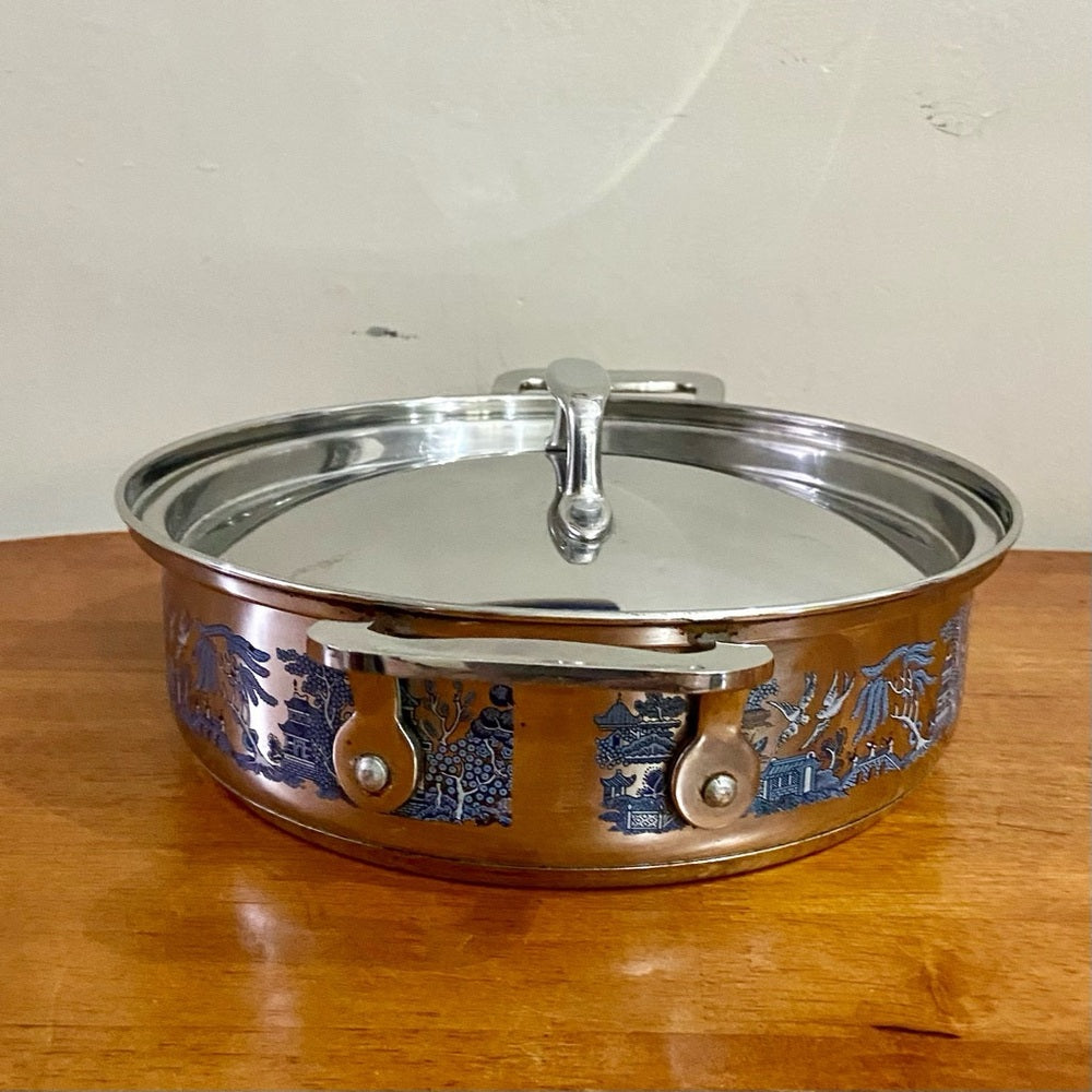 Blue Willow, Stainless Steel Large Dutch Oven w/ Lid 14in L x 10.5in D x 3.5in H