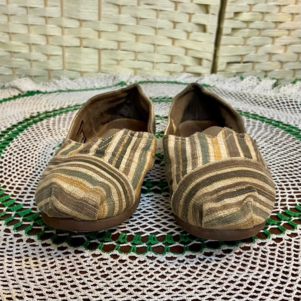 Bobs -Skechers Stripes Fabric Loafer Flat Slip Ons 8.5