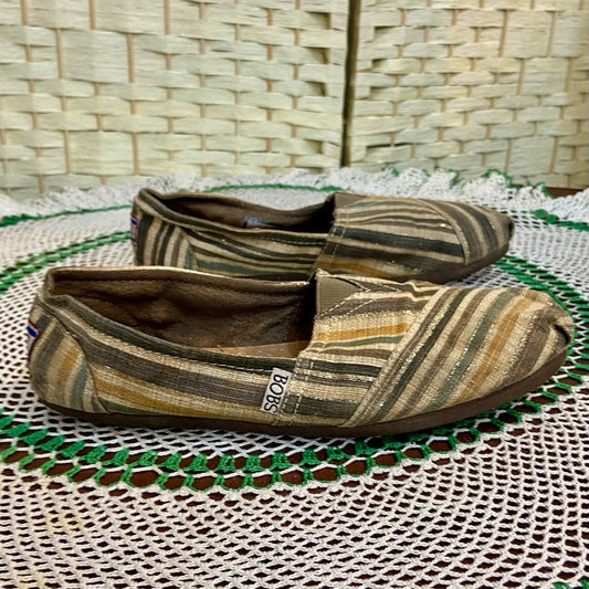 Bobs -Skechers Stripes Fabric Loafer Flat Slip Ons 8.5