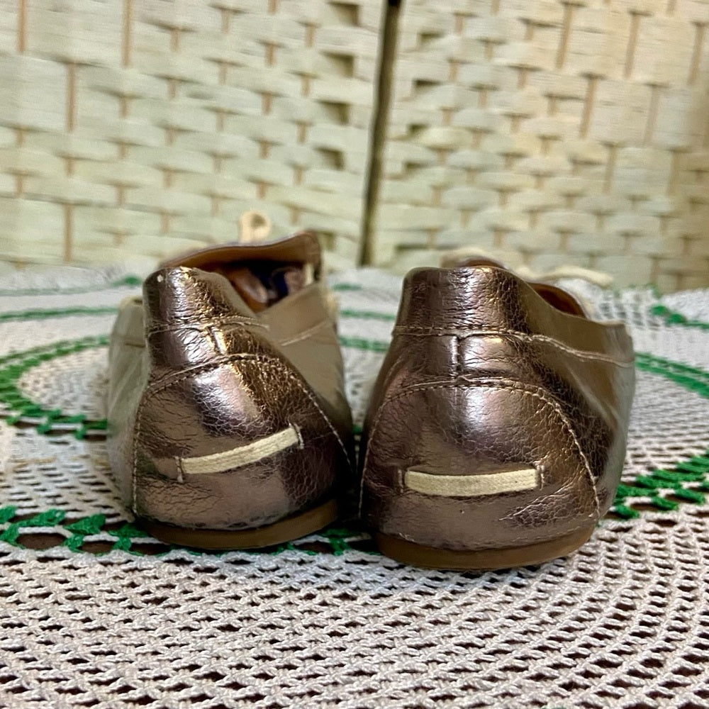 Candies Metallic Gold Slip On Flats -Loafers-Moccasin Size-8.5