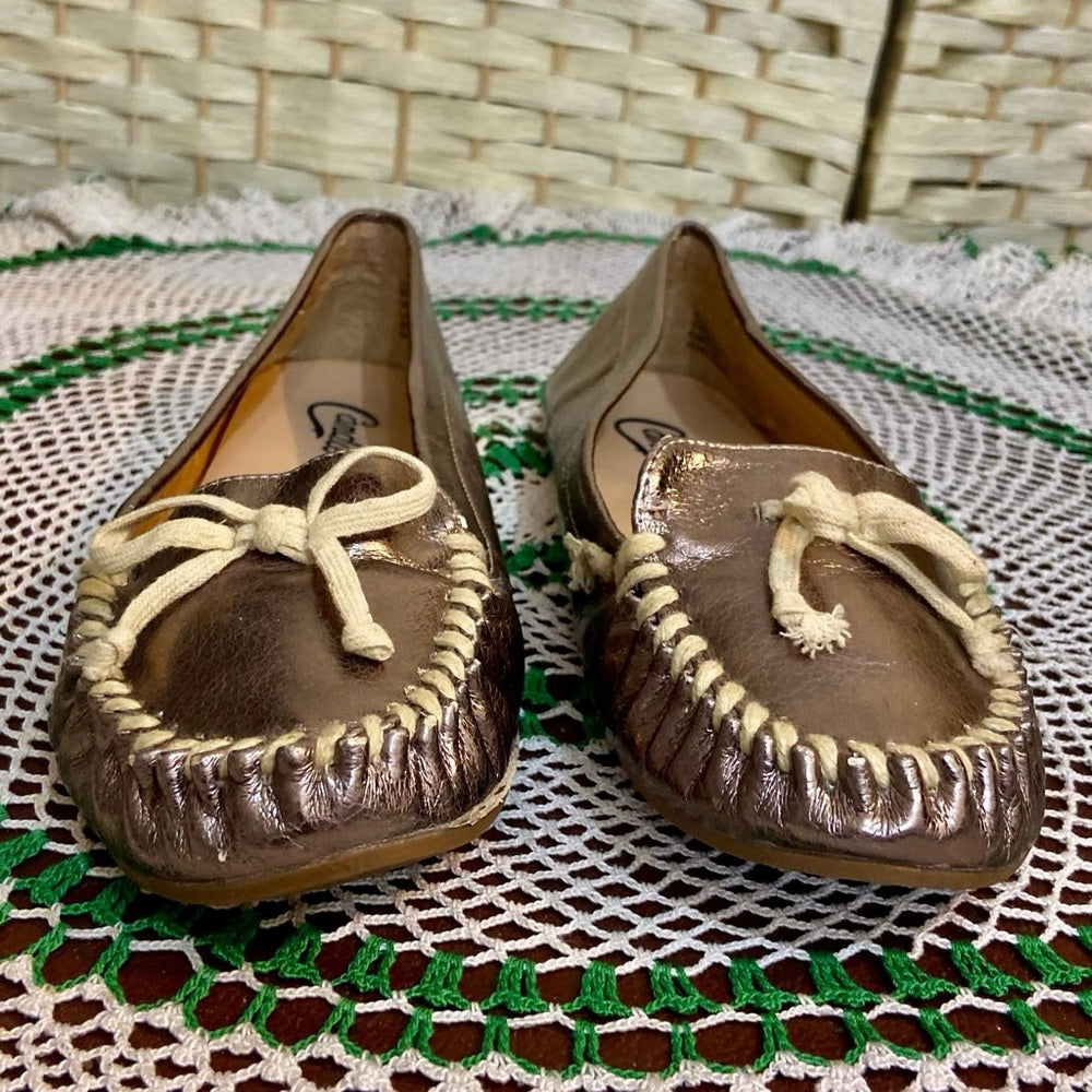Candies Metallic Gold Slip On Flats -Loafers-Moccasin Size-8.5