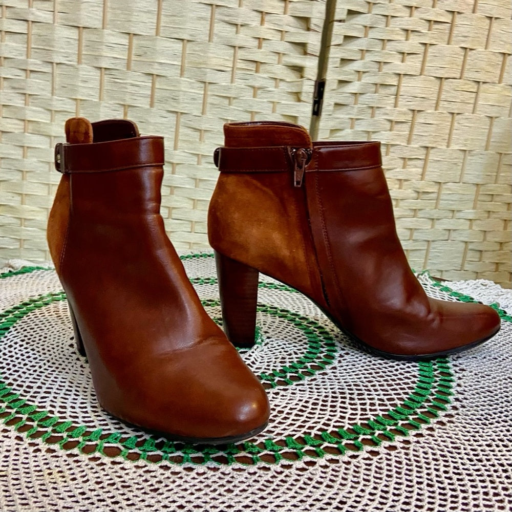 Alfani Step 72 Flex Brown Leather Boots Size 9.5