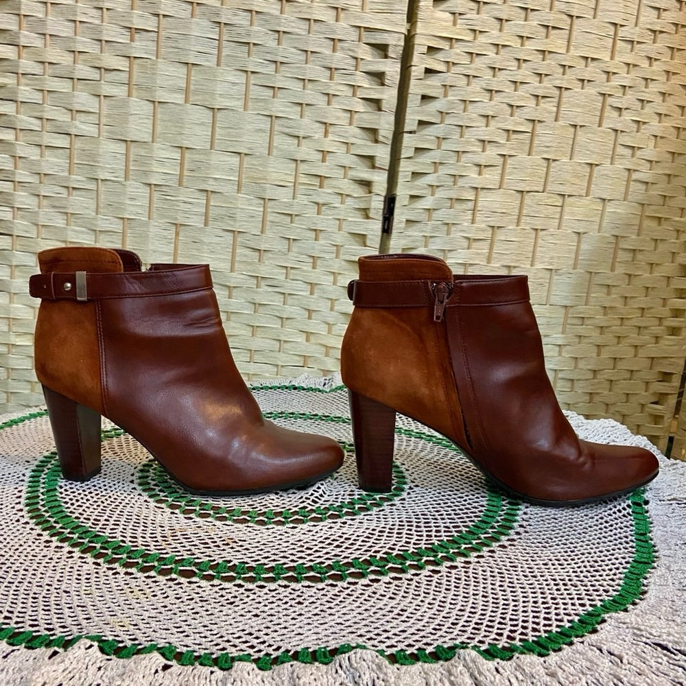 Alfani Step 72 Flex Brown Leather Boots Size 9.5