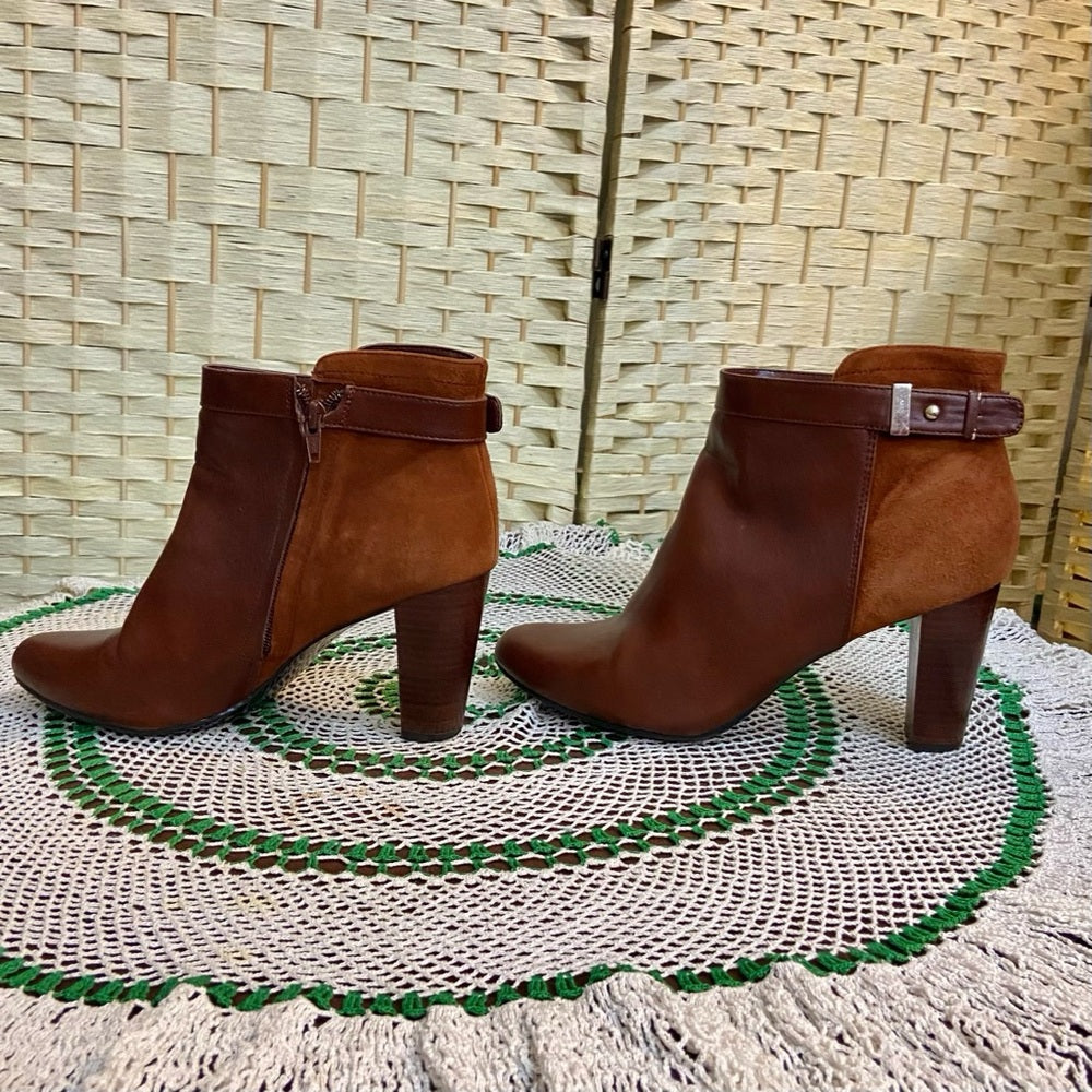 Alfani Step 72 Flex Brown Leather Boots Size 9.5