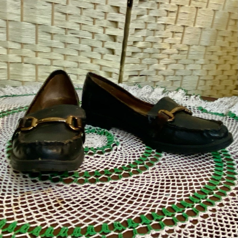 Anne Klein I-flex Black and Brown Trim Loafers Size 8.5