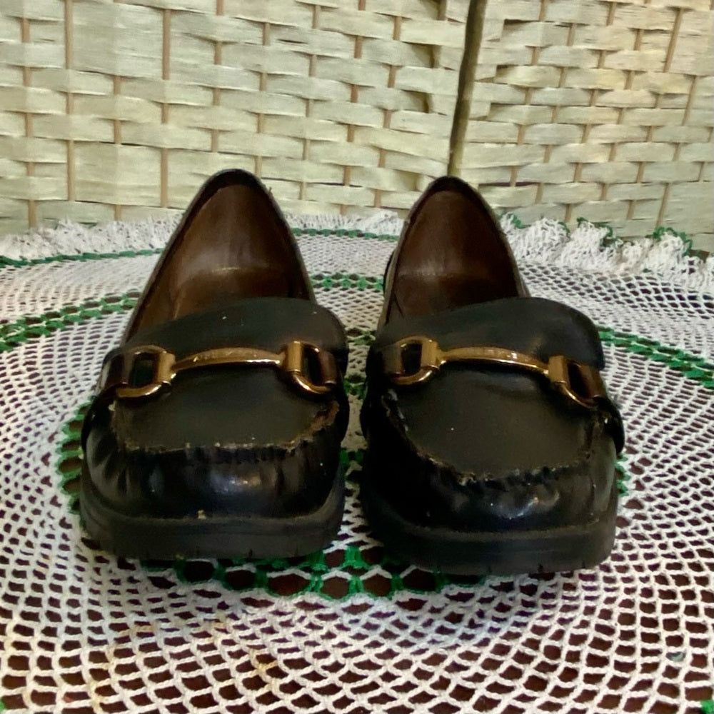 Anne Klein I-flex Black and Brown Trim Loafers Size 8.5