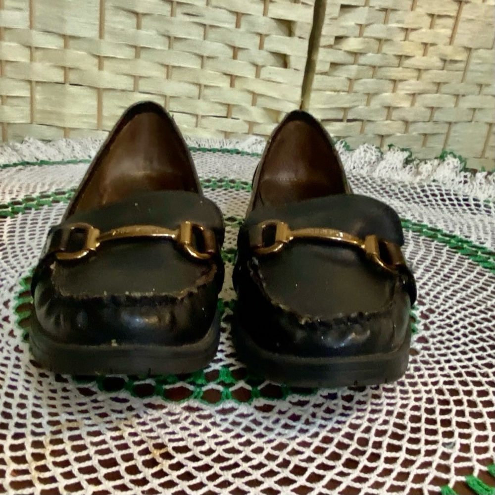 Anne Klein I-flex Black and Brown Trim Loafers Size 8.5