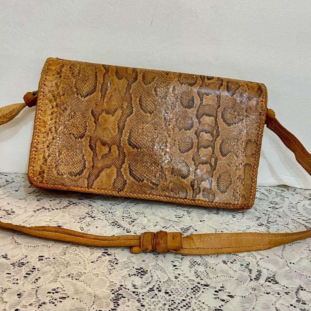 Vintage, Genuine Snakeskin Shoulder Bag 11in L x 6in H, x 3In