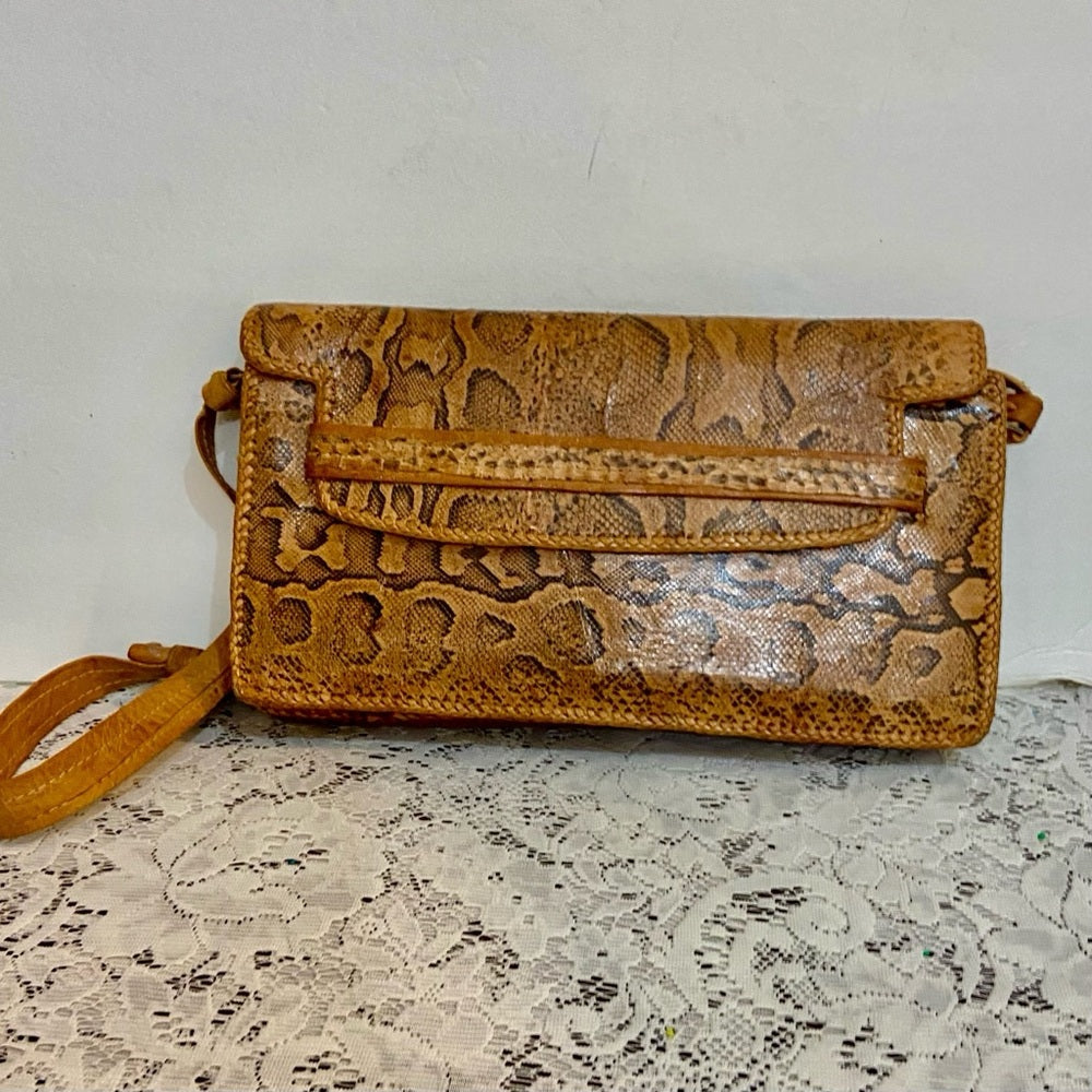 Vintage, Genuine Snakeskin Shoulder Bag 11in L x 6in H, x 3In