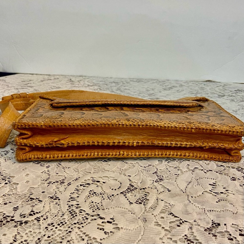 Vintage, Genuine Snakeskin Shoulder Bag 11in L x 6in H, x 3In