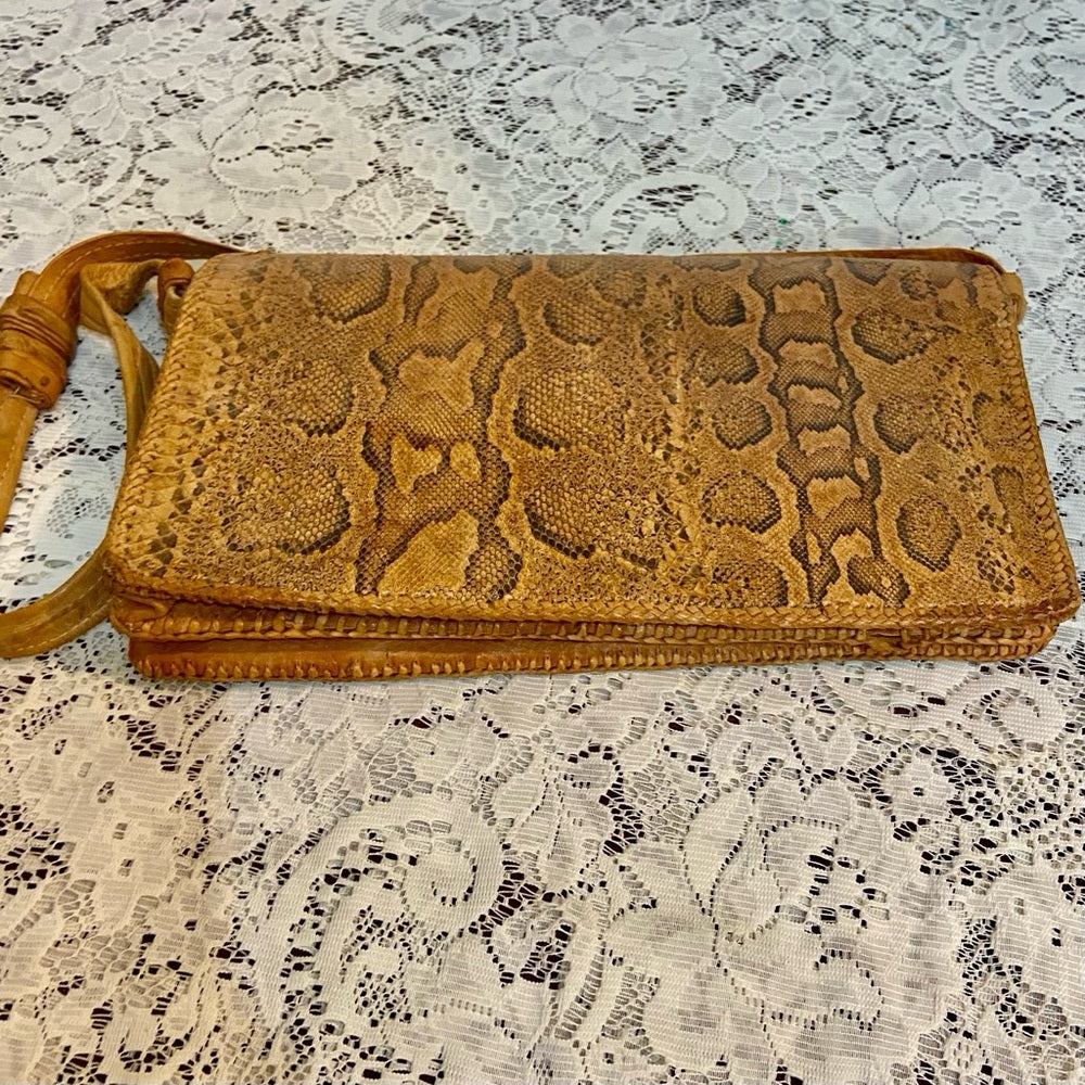Vintage, Genuine Snakeskin Shoulder Bag 11in L x 6in H, x 3In