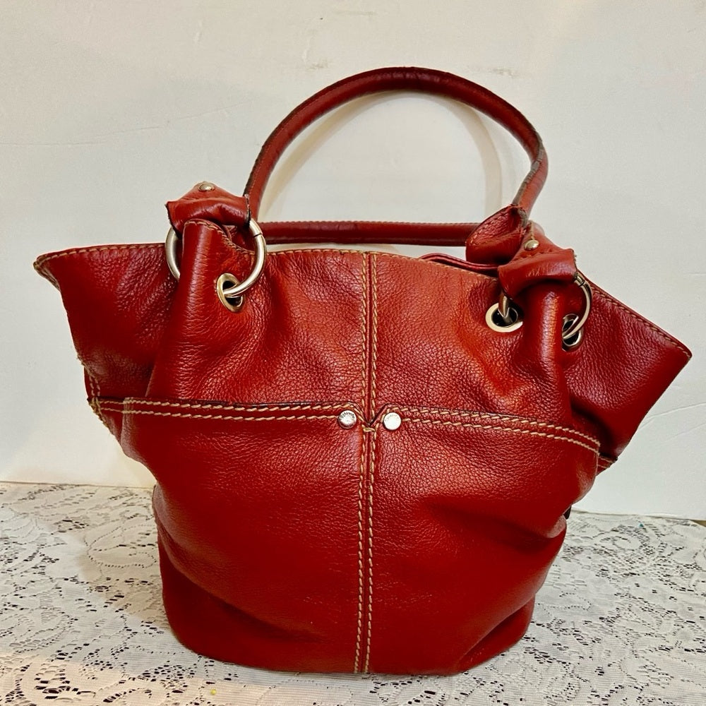 Tiganello Red Leather Handbag- Shoulder Bag 16in x 11in x 5.5in