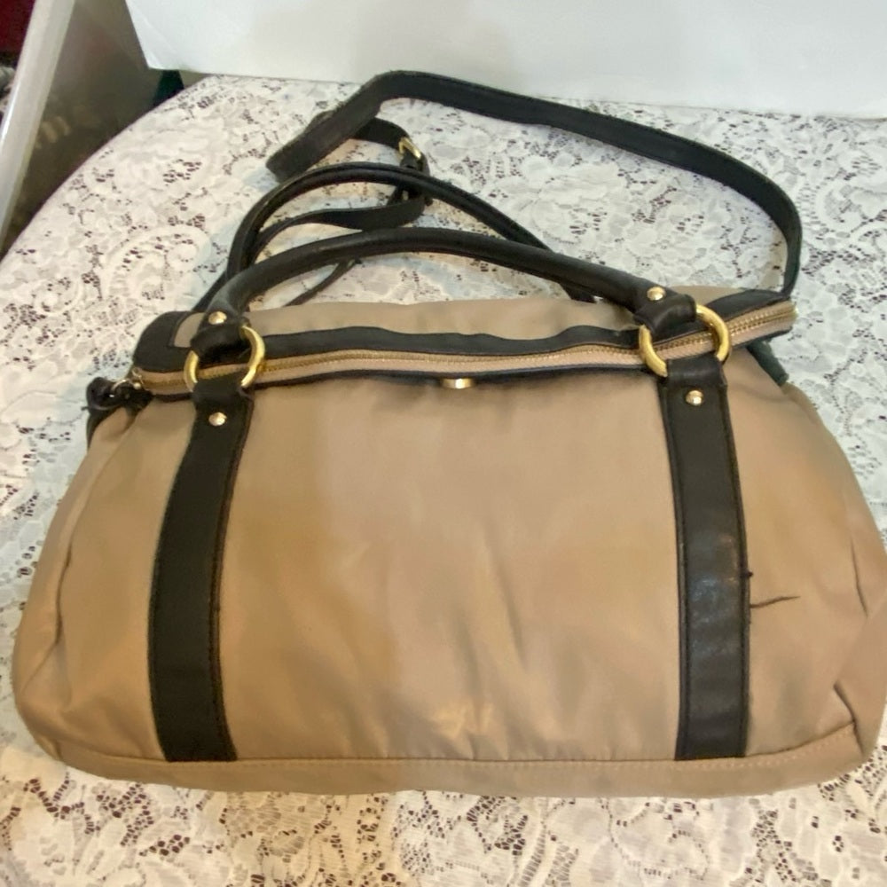 Anne Klein Khaki Canvas Handbag- Crossbody Bag (12.5in x 10in x 3.5in)