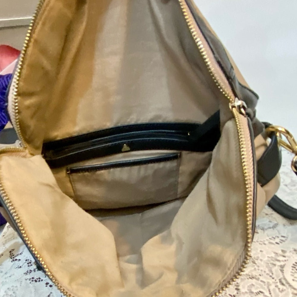 Anne Klein Khaki Canvas Handbag- Crossbody Bag (12.5in x 10in x 3.5in)