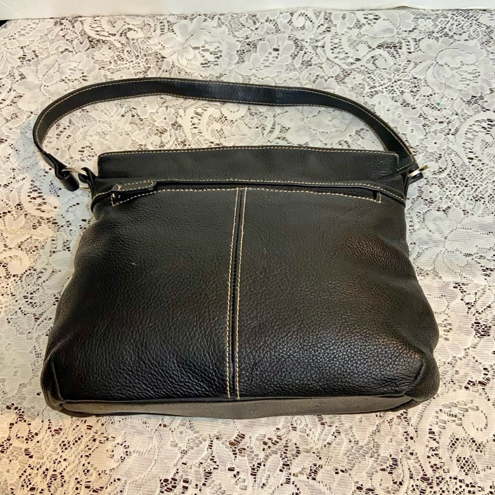 Sonoma Black Leather Handbag-Shoulder Bag (10in x 9in x 2.5in)