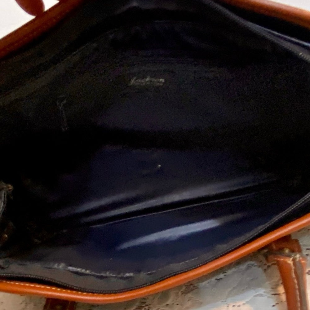 Dolce Vita Black Handbag with Brown Leather (10.5in x 7.5in x 5.5in)